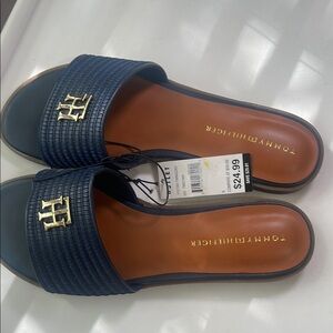 Tommy Hilfiger Blue Slide Sandals with Quilted Upper